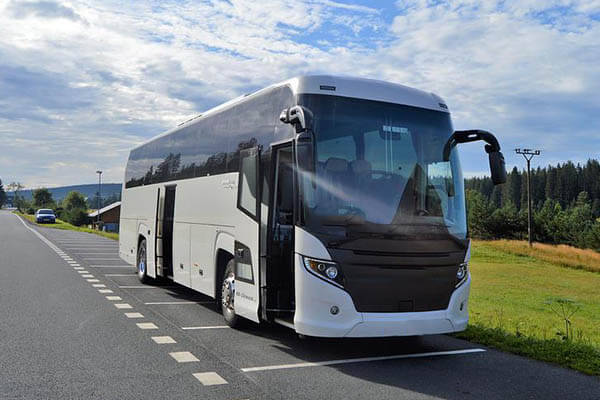 black and white chartered bus