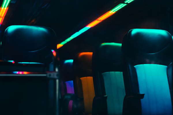 neon lights on a bus