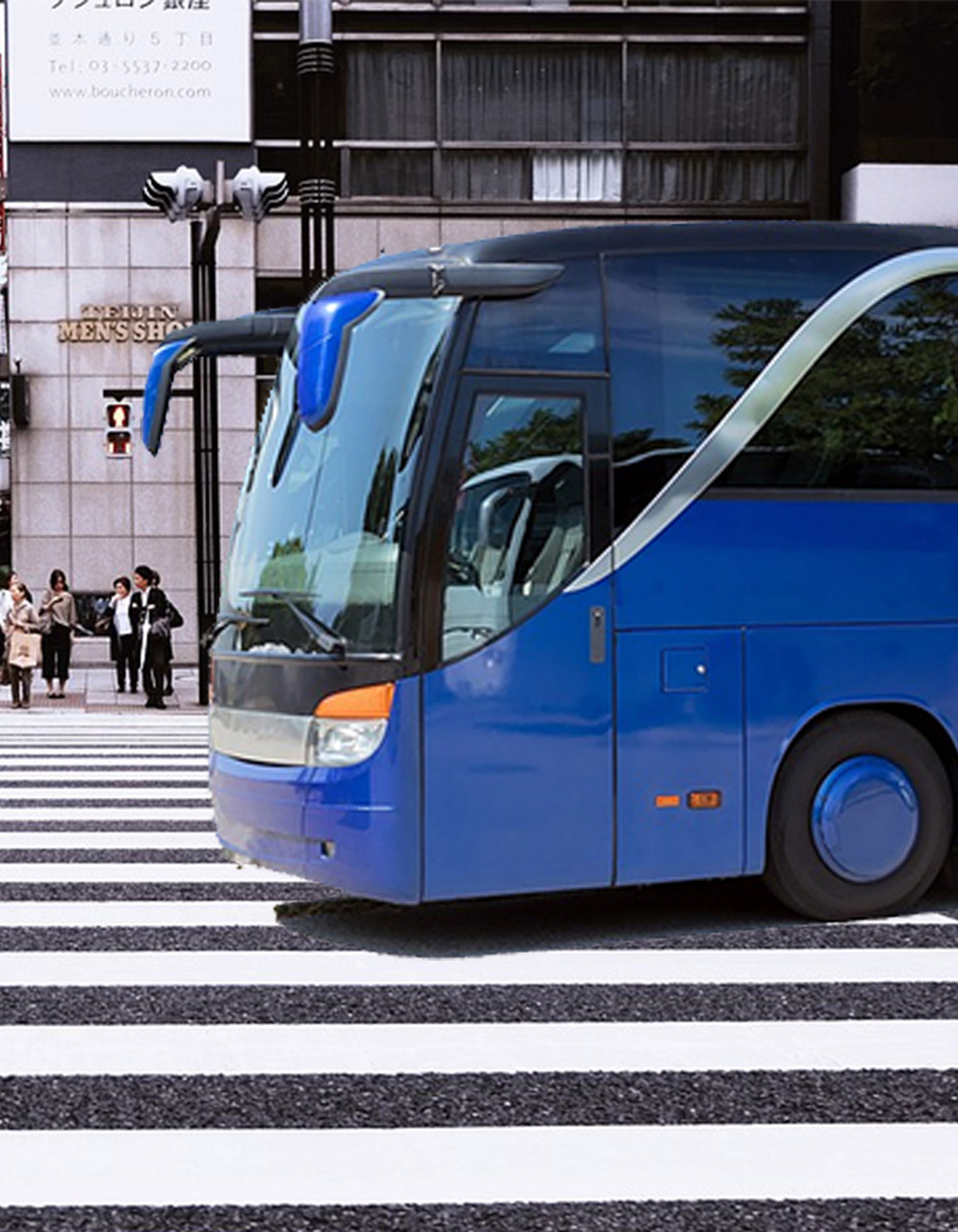 A blue charter bus, part of our seattle charter bus rental
